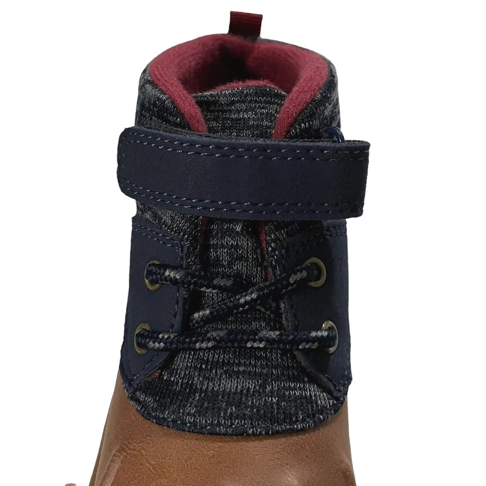 Carters Little Boys Slip-on Duck Boots Size 12 Brown-Navy Blue Mid Top Shoes - Picture 8 of 13